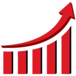 Fleche rouge qui monte avec l'argent des supports de formation