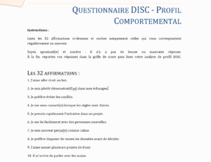 Questionnaire DISC – Profil comportemental professionnel