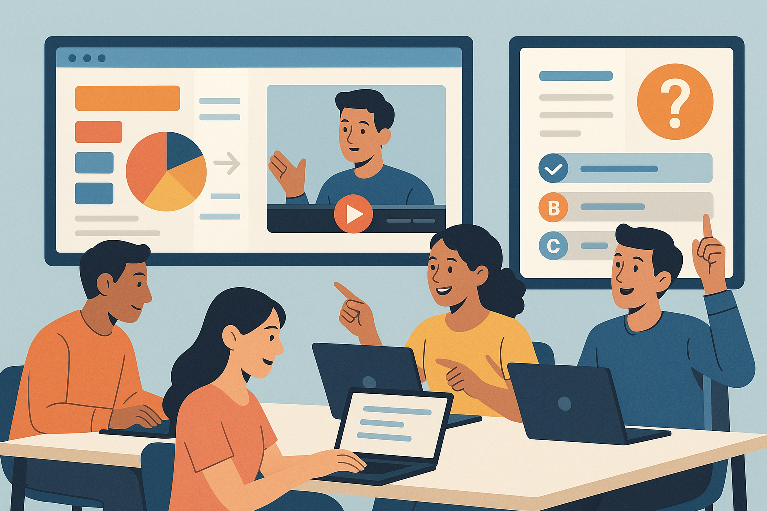 Groupe de personnes en train de monétiser leurs supports de formation